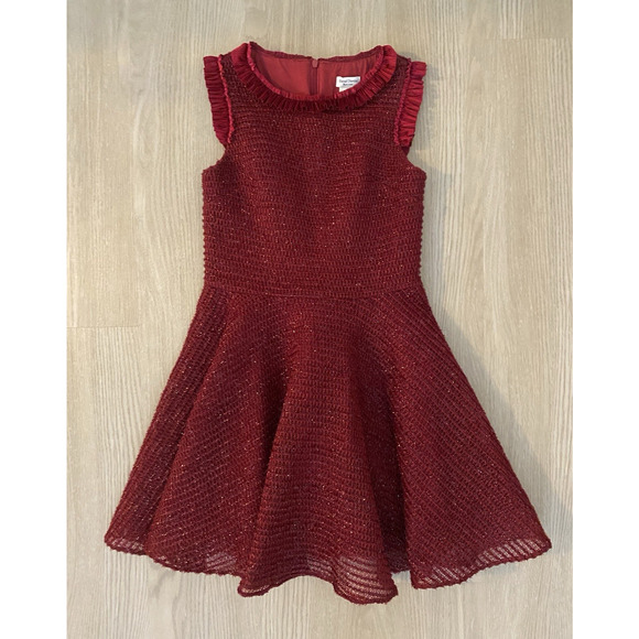 David Charles Black Label Red Sparkle Tweed Party Dress Size 12 Formal Christmas - Picture 1 of 11